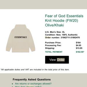 Fear of food essentials hoodie knit